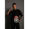ieg™      Mario Baskılı Oversize T-Shirt - Siyah -