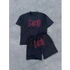 ieg™      Nakış İşlemeli Şortlu Takım - Siyah -