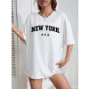 ieg™ New York Baskılı Oversize Bisiklet Yaka T-shirt - Beyaz