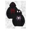 ieg™ Örümcek Baskılı Sevgili Çift Kombini Kapüşonlu Sweatshirt - Hodie - Siyah