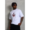 ieg™      Oversize Baskılı Bisiklet Yaka T-Shirt - Beyaz -
