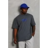 ieg™      Oversize Baskılı Bisiklet Yaka T-Shirt - Füme -