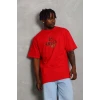 ieg™      Oversize Baskılı Bisiklet Yaka T-Shirt - Kırmızı -