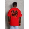 ieg™      Oversize Baskılı Bisiklet Yaka T-Shirt - Kırmızı -