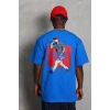 ieg™      Oversize Baskılı Bisiklet Yaka T-Shirt - Mavi -