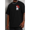 ieg™      Oversize Baskılı Bisiklet Yaka T-Shirt - Siyah -