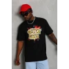ieg™      Oversize Baskılı Bisiklet Yaka T-Shirt - Siyah -