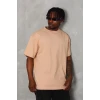ieg™      Oversize Düz Bisiklet Yaka T-Shirt - Bej -