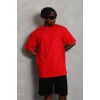 ieg™      Oversize Düz Bisiklet Yaka T-Shirt - Kırmızı -