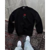 ieg™ Oversize Üç İplik Bisiklet Yaka Baskılı SweatShirt - Siyah