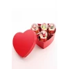 ieg ™ Özel Kalp Kutu İçinde 4 Adet Mini Noel Baba Kar Küresi 6,5 cm ve 50 gr Kuru Gül