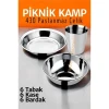Paslanmaz Çelik Tabak Kase Bardak Seti Kamp Piknik Seti 18 adet 721505