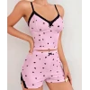 ieg™ Pembe Kalp Desenli Askılı Şortlu Pijama Takım
