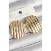 ieg™ Pirinç Gold Renk İşlemeli Daire Plaka Model Kadın Küpe