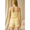 ieg™ Sarı Üstüne Desenli Askılı Şortlu Pijama Takımı