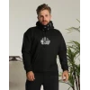 ieg™      Sırt Baskılı Kapüşonlu Üç İplik Oversize Sweatshirt - Siyah -
