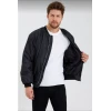 ieg™      Siyah Bomber Mont – Su İtici Kumaş, Kapitone Astarlı, Fermuarlı -