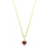 İEG Taşlı Kalp Kolye - Kırmızı