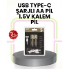 ieg™ Tekrar Şarj Edilebilir AA USB Type-C Pil | 1000+ Döngü | 1.5V Sabit Voltaj