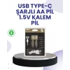 ieg™ Type-c Usb İle Hızlı Şarj Edilebilir Aa Kalem Pil | 1.5v Lityum | Çiftli Paket