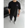 ieg™ Unisex Bisiklet Yaka Baskılı Oversize T-Shirt - Siyah
