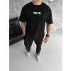 ieg™ Unisex Bisiklet Yaka Baskılı Oversize T-Shirt - Siyah