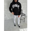 ieg™ Unisex Üç İplik Kapşonlu Baskılı SweatShirt - Siyah