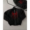 ieg™ Unisex Uzun Kol Örümcek Baskılı Bomber Ceket - Siyah