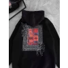 ieg™ Uzun Kol Kapşonlu Ön Ve Arka Baskılı SweatShirt - Siyah