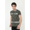 ieg™      Yakalı Slim Fit Baskılı T-Shirt - Haki -