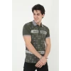 ieg™      Yakalı Slim Fit Baskılı T-Shirt - Haki -