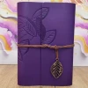 ieg™ Yaprak Desenli Çizgisiz Deri Defter Mor