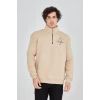 ieg™      Yarım Fermuarlı Baskılı Sweat - Bej -