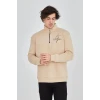 ieg™      Yarım Fermuarlı Baskılı Sweat - Bej -