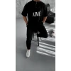 ieg™      Yarım Fermuarlı Baskılı T-Shirt - Siyah -