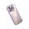 ieg™  Apple iPhone 14 Pro Max Remim Lensli Magsafe Standlı Kapak - Lila