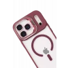 ieg™  Apple iPhone 17 Pro Max Remim Lensli Magsafe Standlı Kapak - Bordo