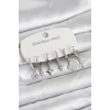 ietaks™ 316L Çelik Gümüş Renk 6lı Set Yonca Model Kadın Küpe