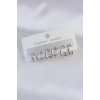 ietaks™ Pirinç Gümüş Renk Oval Bombeli Küpe Seti