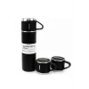 ieg™ Termos Paslanmaz Çelik Termos Siyah Renk 3 Bardaklı Termos Seti