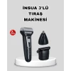 İnsua 3’lü Tıraş Makinesi – 3 Farklı Kesim Başlığı, Güçlü Motor, 60 Dakika Kullanım
