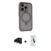 iPhone 15 Pro Kılıf Ahenk Yansıma Özel Seri - Şeffaf Pasifik Cam Ekran Koruyucu + Raze Metal Kamera Lens - SH
