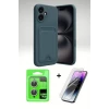 iPhone 16 Kartvizitli Silikon Kılıf Seti | Cam Ekran Koruyucu ve Kamera Lens Koruma