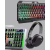 Işıklı Oyuncu Klavye Mouse ve Bluetooth Kulaklık Seti Türkçe Q USB