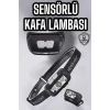 Kafa Lambası Kamp Lambası Sensörlü Şarjlı Ayarlanabilir