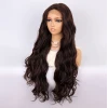 Kahverengi Uzun Dalgalı  Fiber Sentetik Tül Peruk