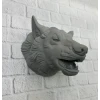 Kurt Başı Duvar Aksesuarı Gri Renk Asılabilir Hediyelik Figür