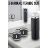 Paslanmaz Çelik 3’lü Termos Seti Vakumlu ve 8 Saat Isı Koruma