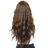 Perçemli Uzun Su Dalgası Fiber Sentetik Peruk- Açık Kahve