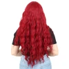 Perçemli Uzun Su Dalgası Fiber Sentetik Peruk - Kızıl